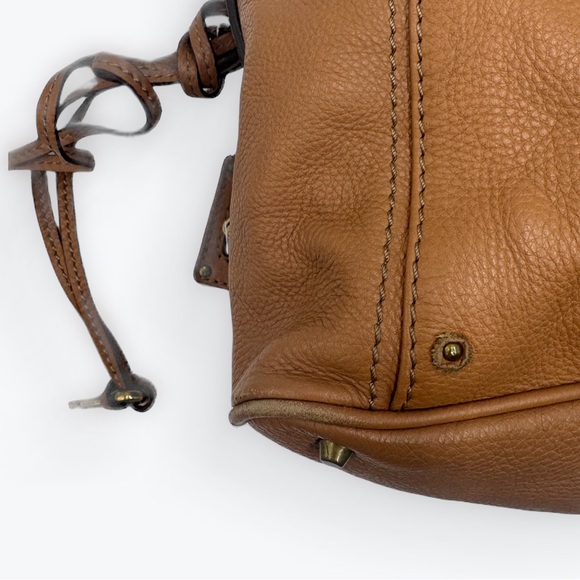 Auth Chloe Caramel Brown Leather Studded Auore Top Handle Duffel Tote Bag - Picture 9 of 16